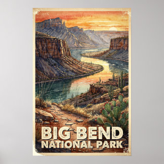 Akvarell Big Bend National Park Retrokonst Poster