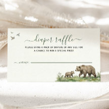 Akvarell Björn Baby Shower Blöja Lotteri