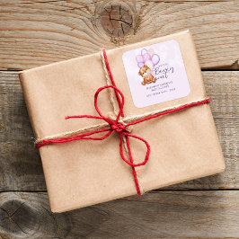 Akvarell Björn Knapp väntar Baby Shower Fyrkantigt Klistermärke