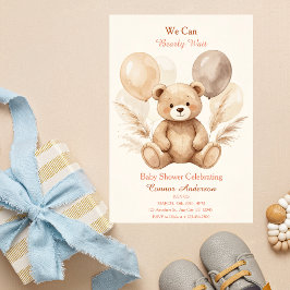 Akvarell Björn Knappt Väntar Baby Shower Inbjudningar