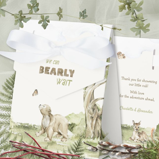 Akvarell Björn Skog Baby Shower Presentaskar (Watercolor Woodland Bearly Wait Baby Shower Favor Boxes ©Susanne Sachers - Sunny Mind 🌞)