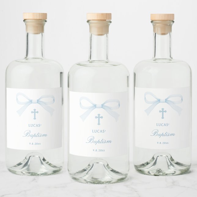 Akvarell Blå Båge Dop Spritflaskor Etikett (Flaskor)