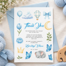 Akvarell Blå Elefant | Pojk Babyshower