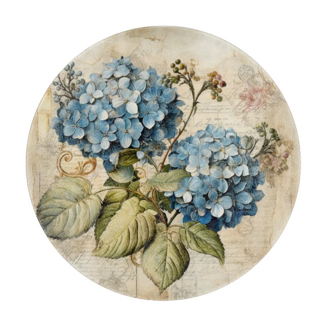 Akvarell Blå Hydrangea Blommor (Framsidan)