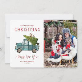 Akvarell Blå Lastbil | Jul Högtid Foto Inbjudningar