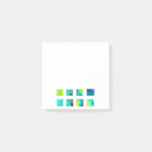 akvarell blå och gröna fyrkanter post-it block (Framsida)