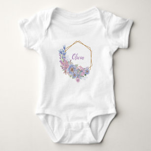 Akvarell Blå Och Lila Blommig Personlig T Shirt