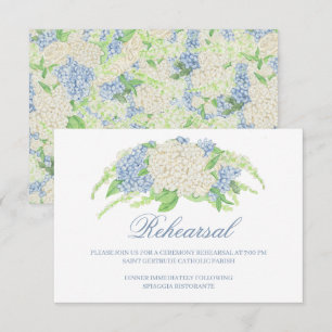 Akvarell Blå och Vit Hortensia Vapen Väktar Bröllo Tilläggskort