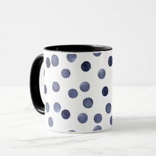 Akvarell . Blå prickar Mugg