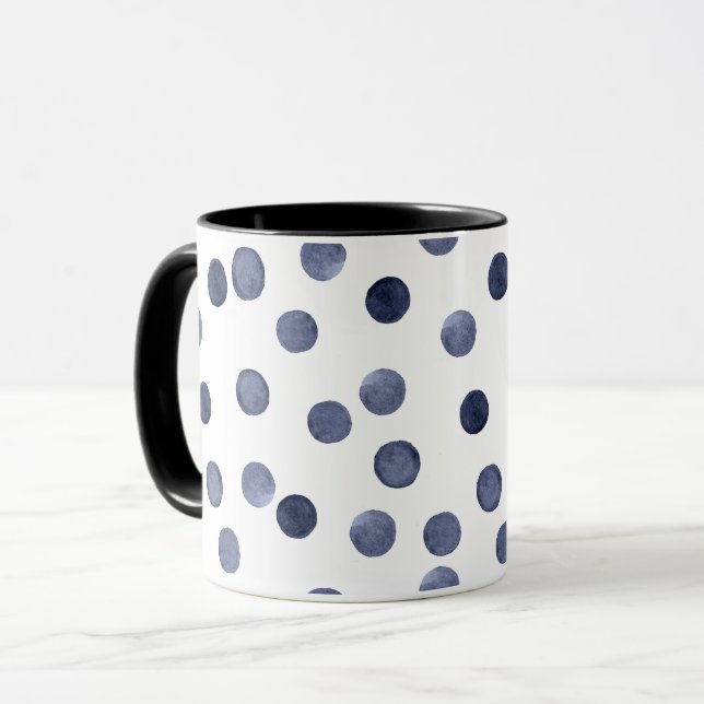 Akvarell . Blå prickar Mugg (Framsida vänster)