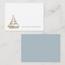 Akvarell blå randig segelbåt