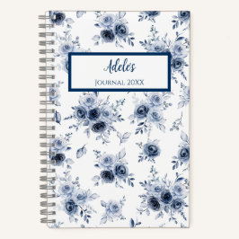 Akvarell Blå Ros Personlig Journal Bok