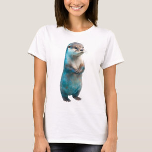 Akvarell Blå Stänk stående utter Kvinnor T Shirt