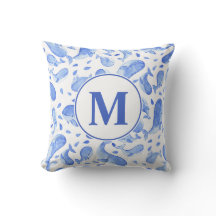 Akvarell Blå Val Paisley Barn | Monogram