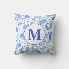 Akvarell Blå Val Paisley Barn | Monogram Kudde