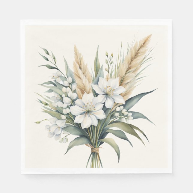 Akvarell Blombukett Pappersservett (Framsidan)