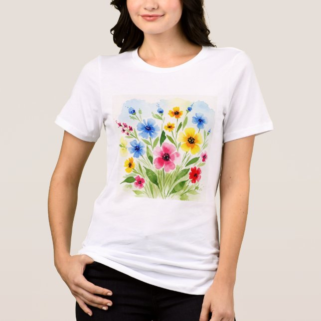 Akvarell blomillustration t shirt (Framsida)