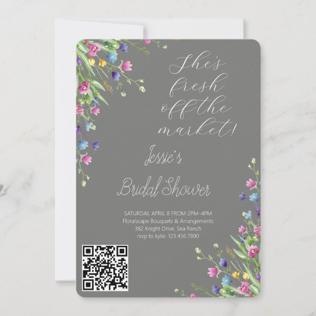 Akvarell Blomkruka Bröllopsdusch Trädgårdsfest Inbjudningar (Framsida)