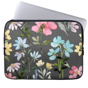 Akvarell Blomma Färgrik Vintage       Laptop Fodral