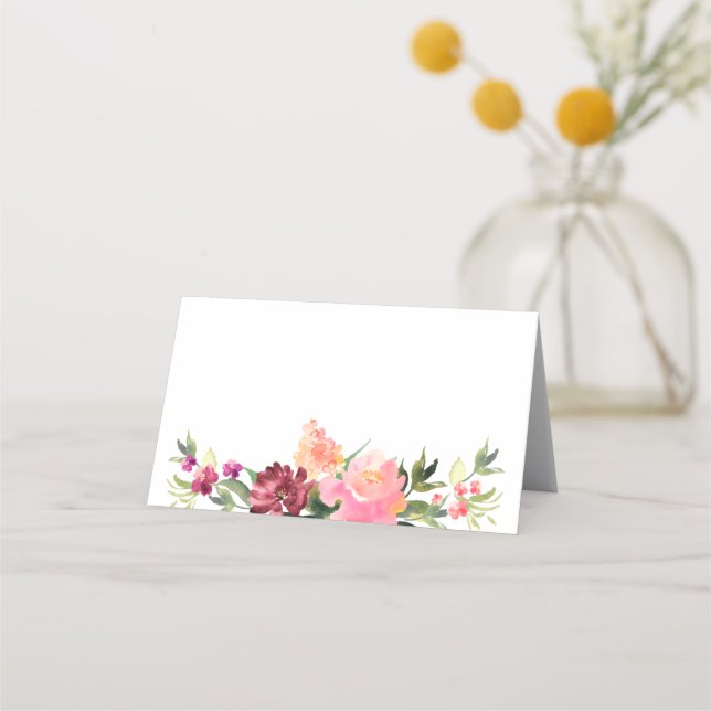 Akvarell blomma kinesisk bröllop placeringskort (Framsida)