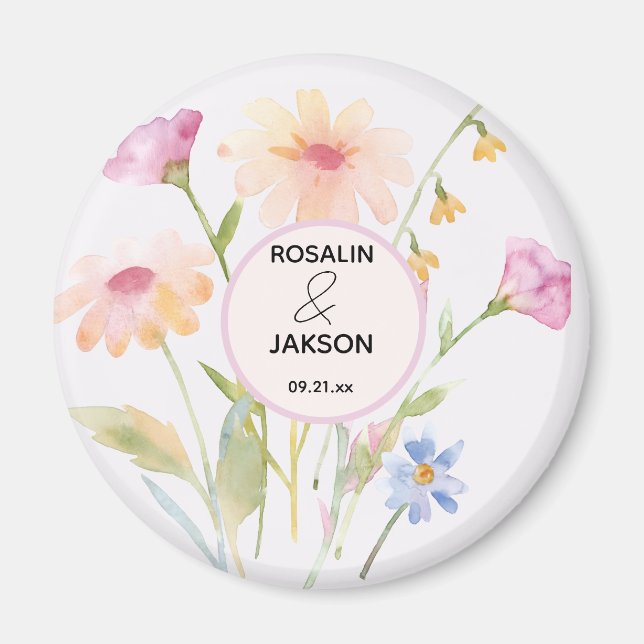 akvarell blomma redigerbar magnet (Framsidan)