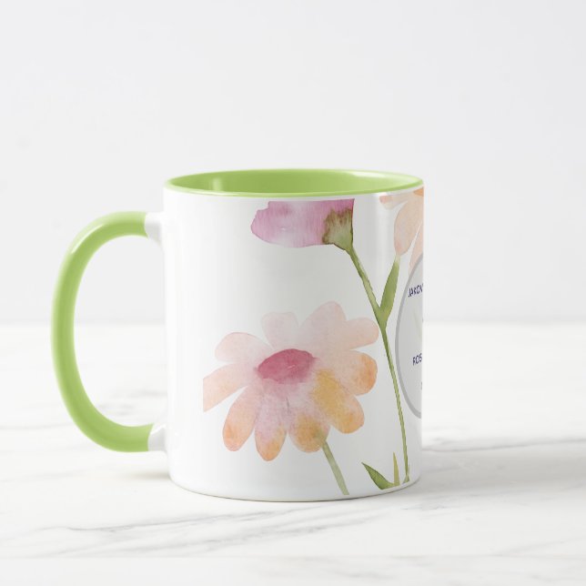akvarell blomma redigerbar mugg (Vänster)