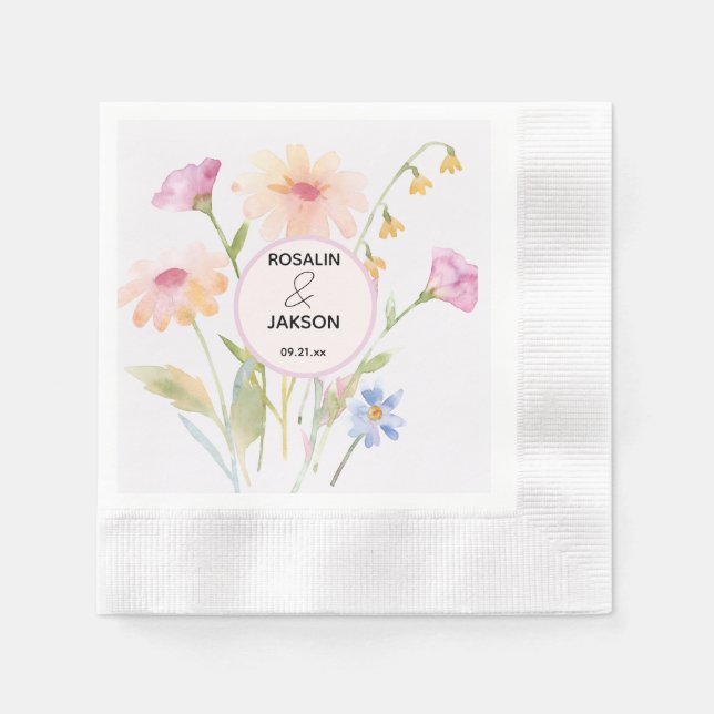 akvarell blomma redigerbar pappersservett (Framsidan)