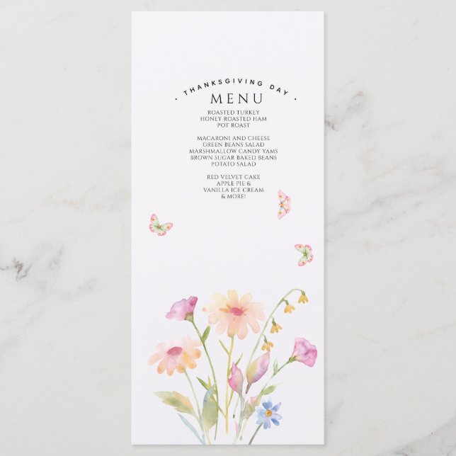 akvarell blomma redigerbar Platt meny (Framsida)