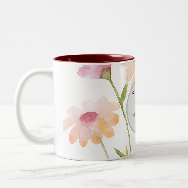 akvarell blomma redigerbar Två-Tonad mugg (Vänster)