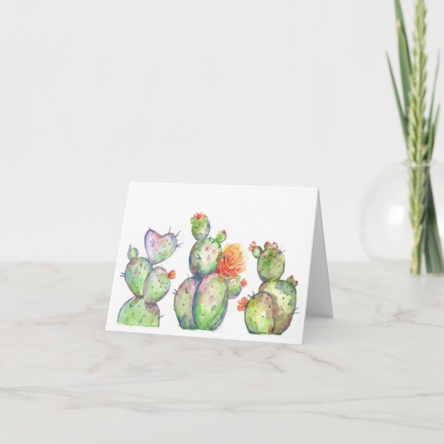 Akvarell blommande ökenkaktus kort (Framsida)