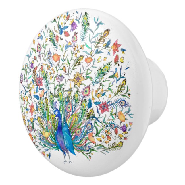 Akvarell blommande påfågel  knopp (Höger)