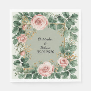 🌸 Akvarell Blommande Trädgård Personlig Chic Hem Pappersservett
