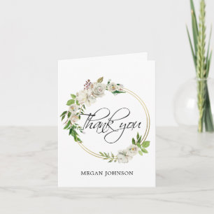 Akvarell Blommig Antik Vit BröllopsHÖGTID Tack Kort