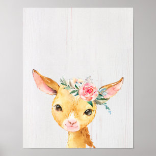 Akvarell Blommig Babyget Poster