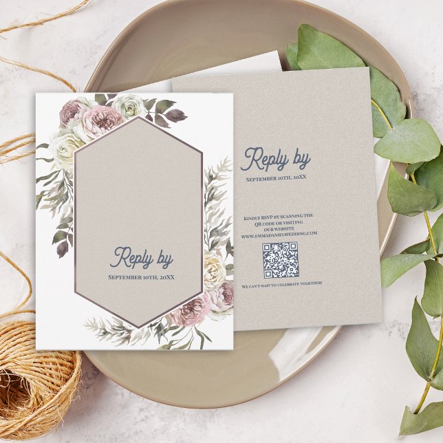 Akvarell Blommig Båge Botanisk Bröllopsvar Slutkor OSA Kort (Watercolor Floral Arch Wedding RSVP Card Botanical Garden Wedding Response Card Elegant Floral RSVP)