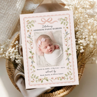 Akvarell Blommig Bebis Annonsering Inbjudningar