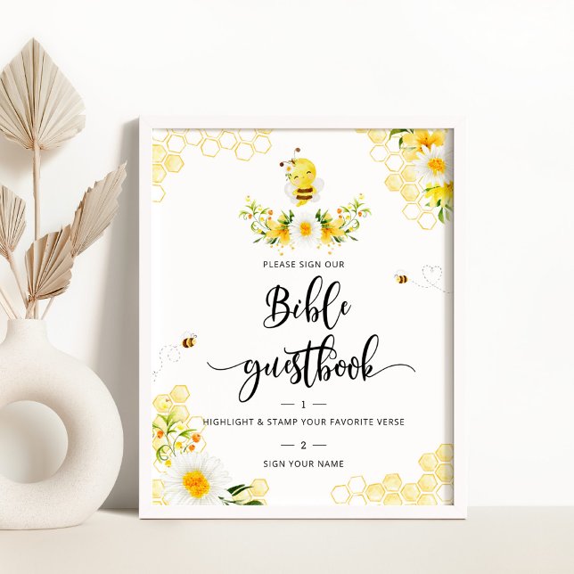 Akvarell Blommig bivälkomstbok Poster (Skapare uppladdad)
