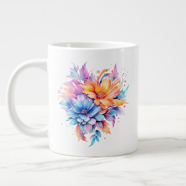 Akvarell Blommig Blommor Design-24683 Jumbo Mugg (Vänster)