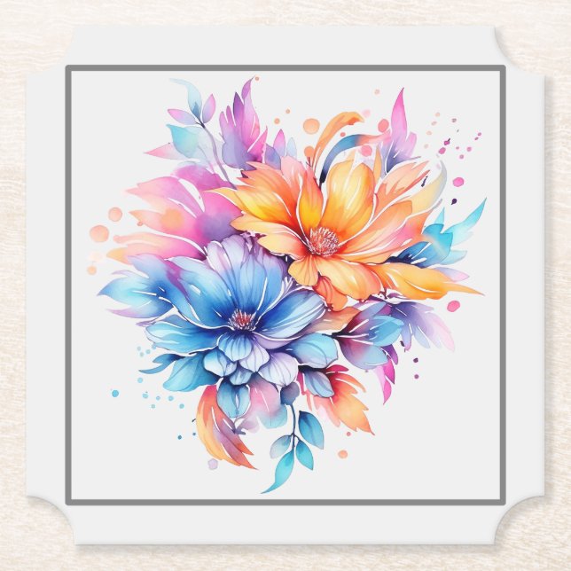 Akvarell Blommig Blommor Design-24683 Underlägg Papper (Framsida)