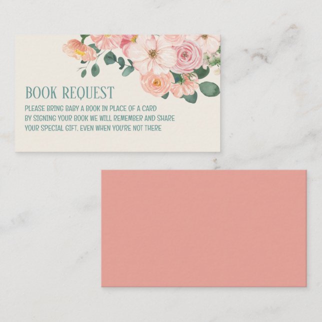 Akvarell Blommig Boho barnkalas Bok Begäran Tilläggskort (Fram/baksida)