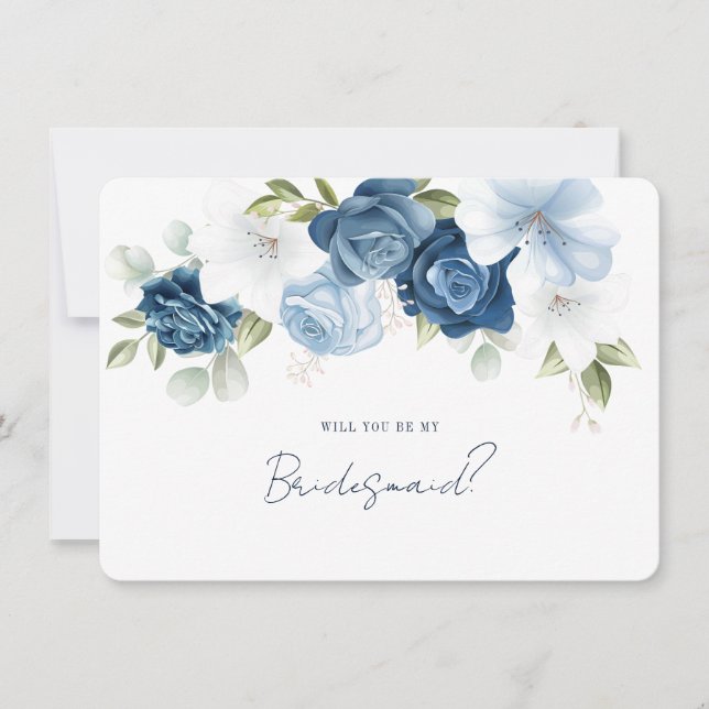 Akvarell Blommig Brudtärna Förfrågan Kort (Framsida)
