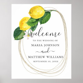 Akvarell blommig citrus citron bröllop välkommen poster