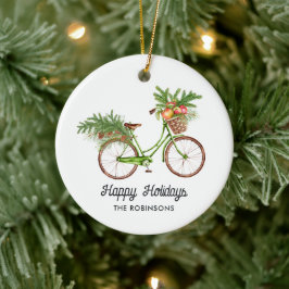 Akvarell Blommig Cykel Jul Julgransprydnad Keramik