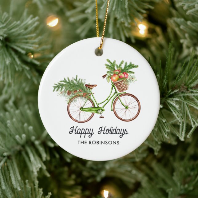 Akvarell Blommig Cykel Jul Julgransprydnad Keramik (Träd)