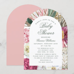 Akvarell Blommig Elegant Baby Shower Inbjudningar