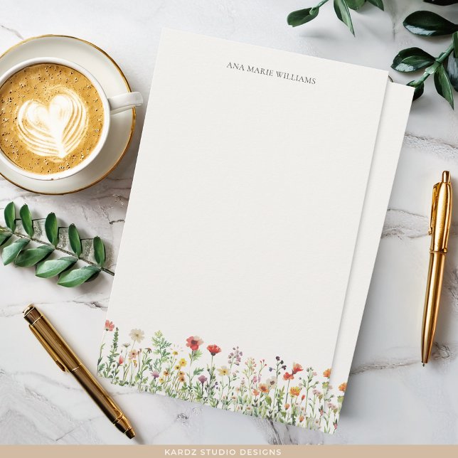 Akvarell Blommig Elegant Chic Brevpapper (Sheets are shown in 8.5 x 5.5 inches on thin matte paper. Buy 10 sheets or more.)
