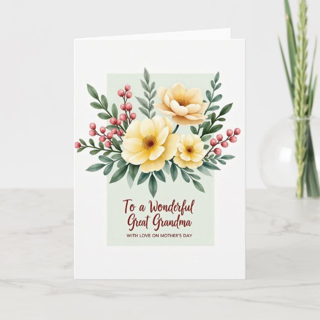 Akvarell Blommig Farmors Kort (Framsida)
