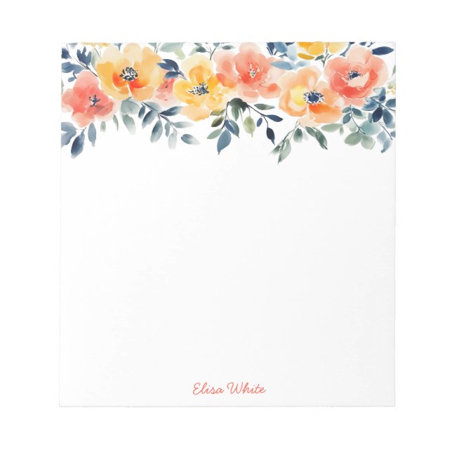 Akvarell Blommig Inköpslista ATT GÖRA SPECIALANPAS Anteckningsblock (Framsida)