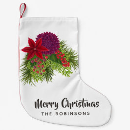 Akvarell Blommig Jul Liten Julstrumpa