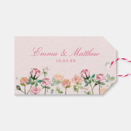 Akvarell Blommig Kant Bröllop Tacksamhet Presentetikett